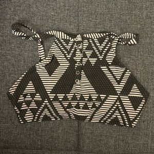 Aerie Black and White Geometric Bikini Top
